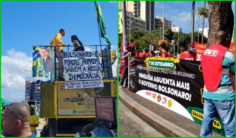 7 de Setembro tem início na Bahia marcado por manifestações a favor e contra o governo Bolsonaro